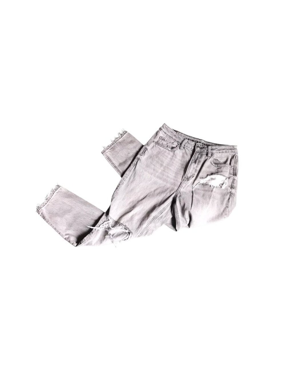 American Eagle Gray Distressed Mom Jeans